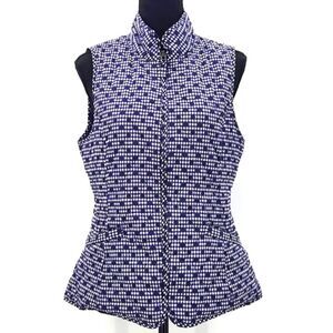 Talbots Puffy Zip Up Vest Womens Small Gingham Polka Dot Quilted Fall Winter